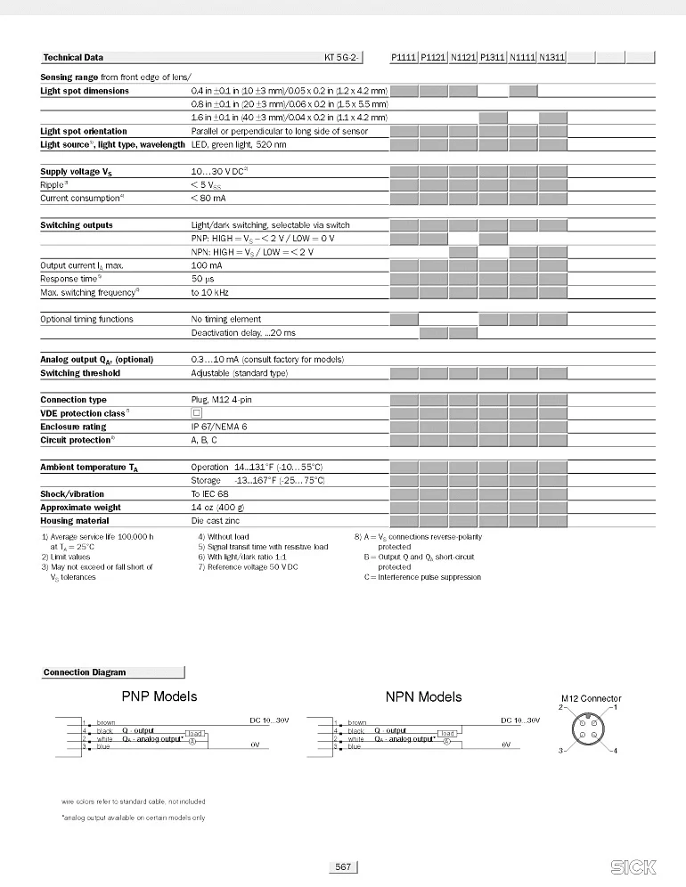 Оригинальные немецкие датчики контрастности KT5G-2N1111S16 с кабелем