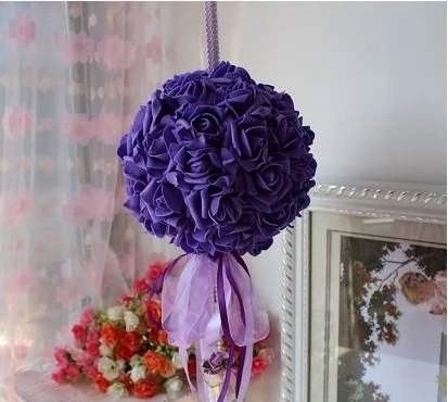 HOT SALE!!! 6pcs X (20cm) FOAM ROSE BALL w/ribbon hanger  in 3 colors, WEDDING DECORATION ,HANGING *FREE SHIPPING VIA EMS*