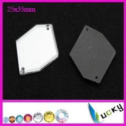 25x35mm 100 шт Высокое качество Акриловые стразы с отверстиями смешанные формы разных размеров акриловые плоские зеркальные бусины для украшения на платье - Цвет: 25x35mm