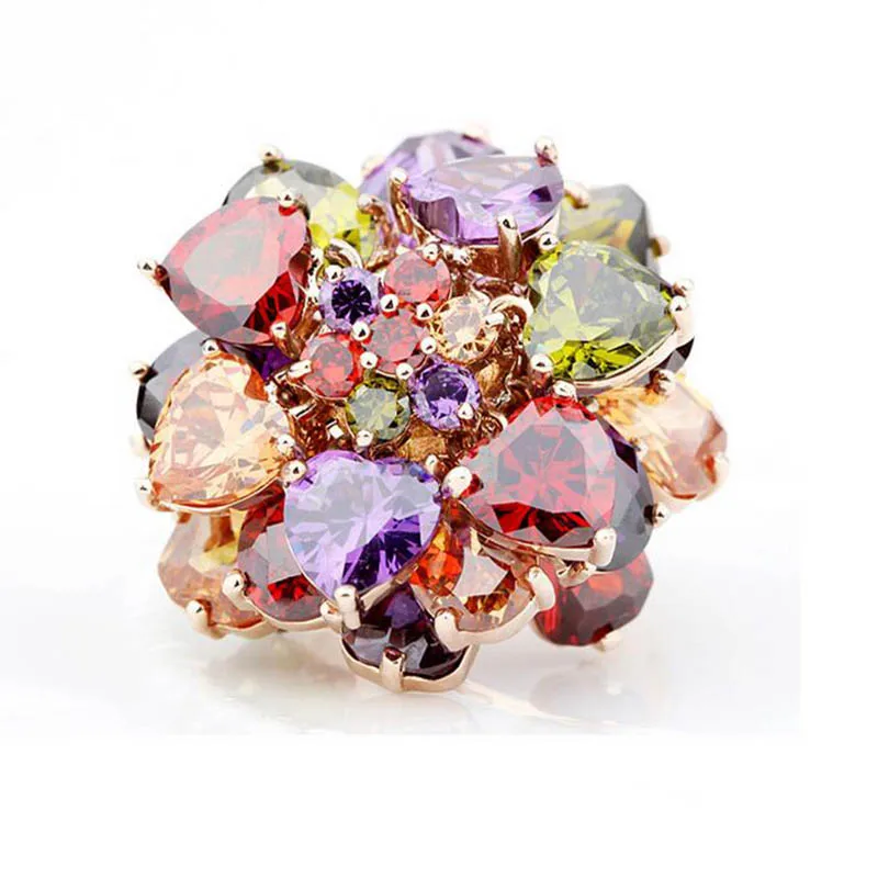 OMENG 2017 Новая мода Уникальные Модные Многоцветный цветок Обручение кольца розовое