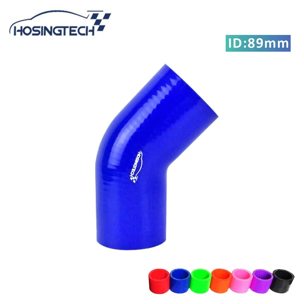 HOSINGTECH-хорошее качество универсальная 3," 89 мм 4ply синяя Автомобильная 45 градусов силиконовая локоть шланг