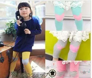 Hot  free shipping Wholesale 5pcs baby girsl cotton pants, fashion pattern leggings,slim tights,pink blue yellow and grey  color