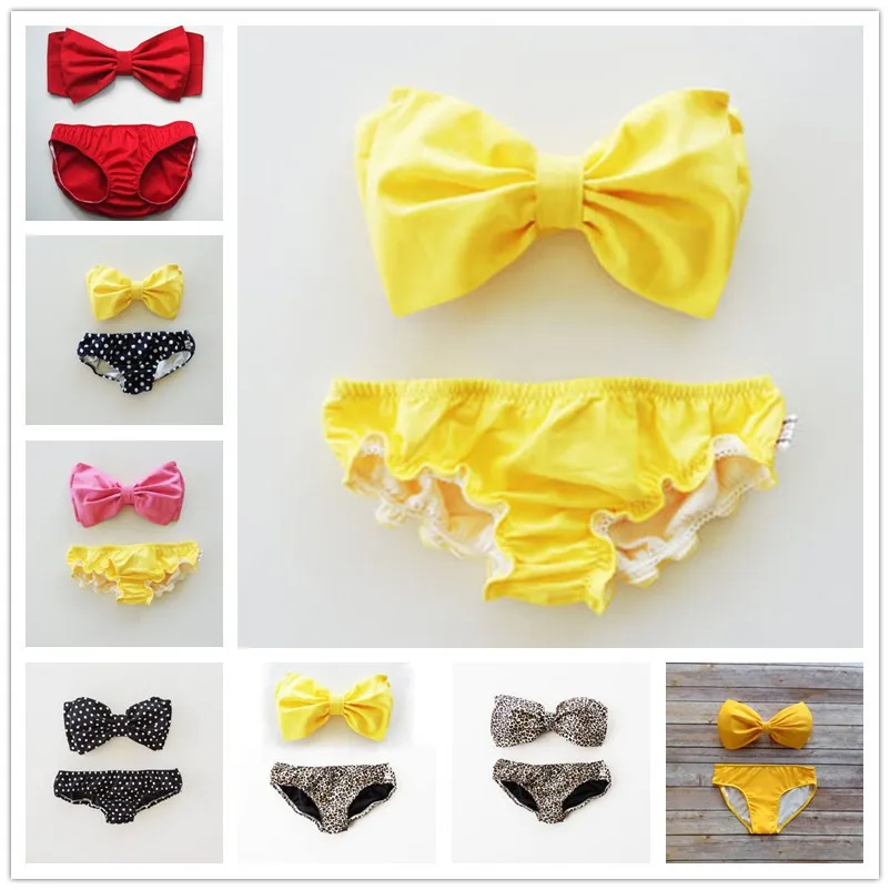 2015 Fashion Push Up Bikini Women Swimsuits Sexy Bathing Suit Swimwear Bowtie Bandeau Bikini Set 9