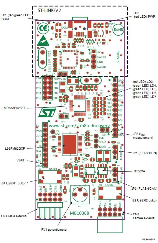 STM8A-DISCOVERY комплект обнаружения для STM8A автомобильной серии-с STM8AF5288 и STM8AL3L68 MCUs