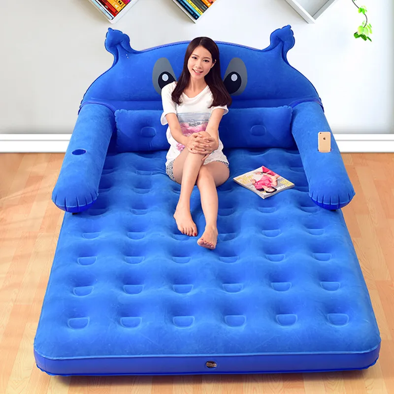 Details about   150CM*230CM*23CM Folding Cartoon Bed Inflatable Soft Bed With Backrest Mattresse 