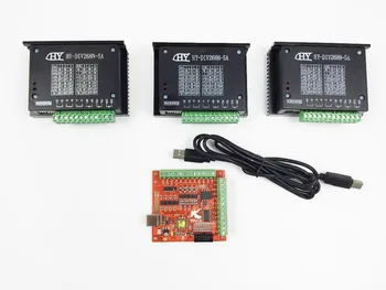 

CNC TB6600 mach3 usb 3 Axis Kit, 3pcs TB6600 1 Axis Driver + one mach3 3 Axis USB CNC Stepper Motor Controller card 100KHz