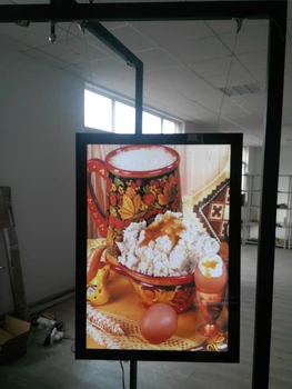 

High Brightness Single Side Vertical Restaurant Slim Menu Boards Magnetic Light Box With Ceiling Hanging Kits