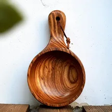 Japanischen und Koreanischen stil handgefertigten holz schüssel akazienholz langstieligen schüssel