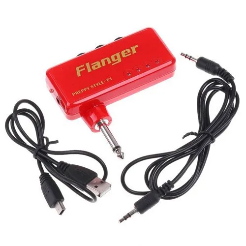 Flanger F1 Blue Red Miniature Portable Headphone Guitar AMP Amplifier Guitar Effects Free shipping
