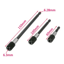 3 шт./компл. 1/4 Дюйма Quick Release Шестигранным Хвостовиком Магнитные Электрическая Отвертка Бит Расширения Держатель 60 100 150 мм Расширение Стержня инструменты