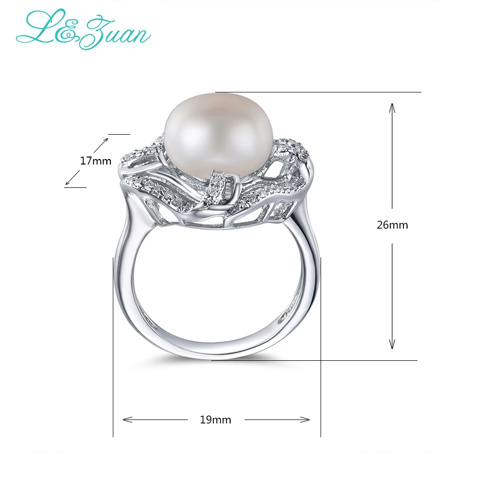 Я и Цзуань S925 Sterling Silver Pearl Кольца для Для женщин белого пресноводного Диаметр 9~ 10 мм круглый жемчуг цветок кольцо роскошные Ювелирные украшения