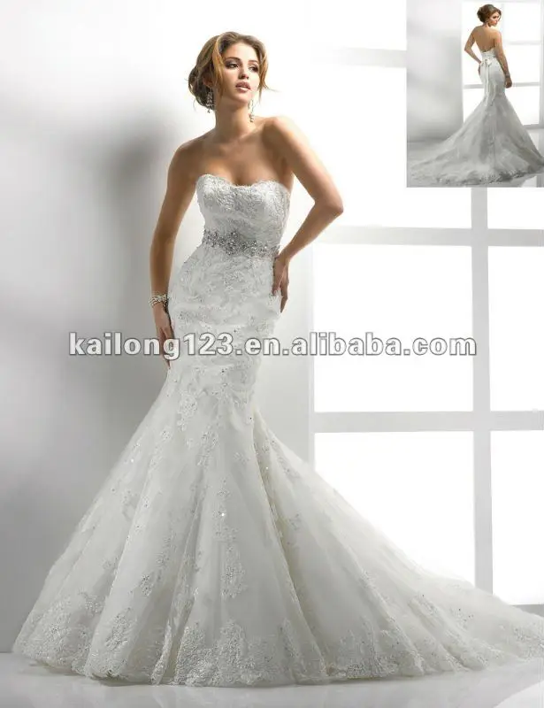 Elegant Sweetheart Trumpet Floor Length Chapel Train Crystal Beaded The Clic Elegance Of Embellished Corded Lace Flourishes Throughout This Tulle Trumpet Gown A Corset Closure Creates Stunning Shape