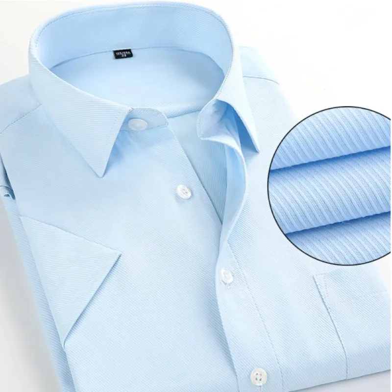 Summer Plus Size 10 Colors Business&Casual Men Dress Shirt Short Sleeve Shirt Solid Color Slim Fit Man/Boy Shirts YN541