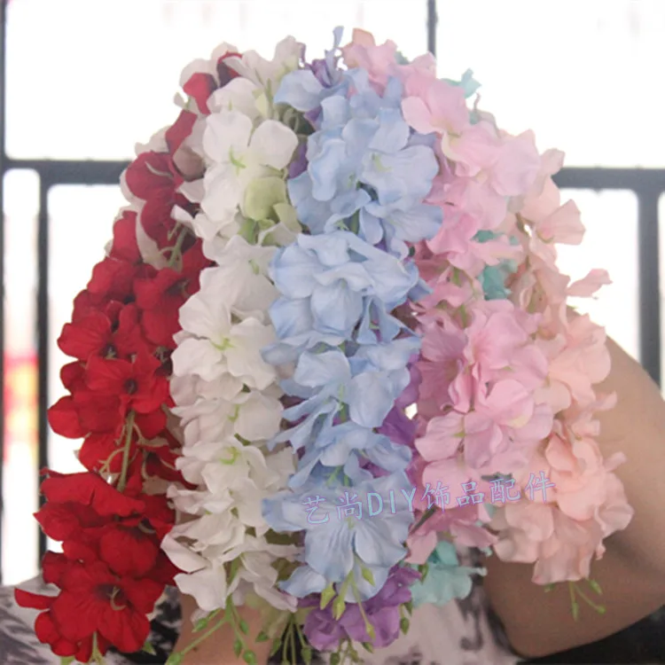 50PCS Artificial Hydrangea Wisteria Flower For DIY Simulation Wedding Arch Square Rattan Wall Hanging Basket Can Be Extension - Цвет: Mixed color