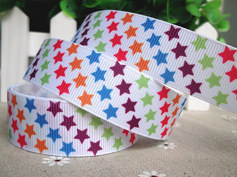 2013 Новое поступление 7/8 ''22 мм красочные звезды напечатанные grosgrain ленты Подарочный пакет DIY аксессуары для бантов 10 ярдов