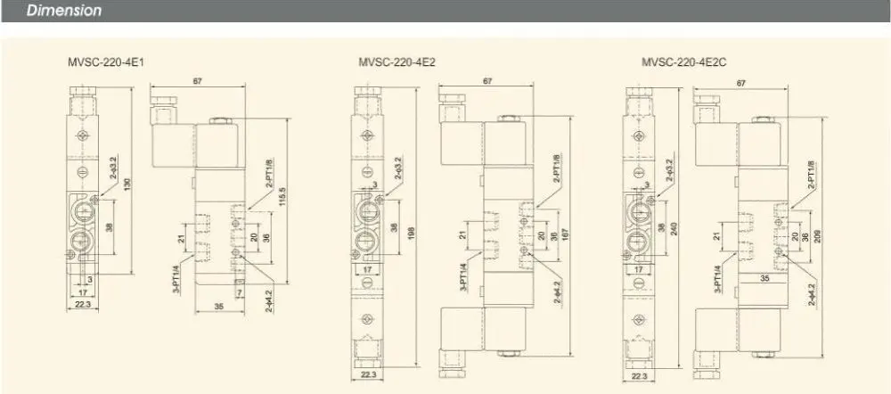 MVSC220-4E2C 12 В DC 5 портов 3Pos 1/" BSP электромагнитный воздушный клапан с двойной катушкой Led