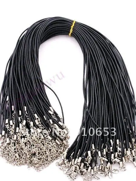100 шт. 2 мм 18 "застежкой омар Oxhide Настоящее кожаный шнур (1194)