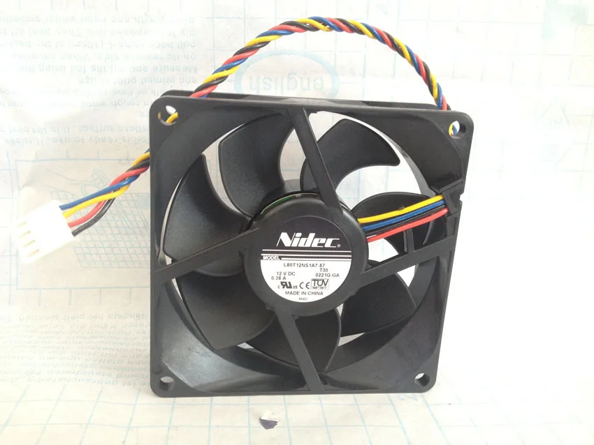NIDEC L80T12NS1A7-57 8025 8 см 8*8*2,5 см 80 мм 12 V 0.38A 4pin вентилятор для сервера
