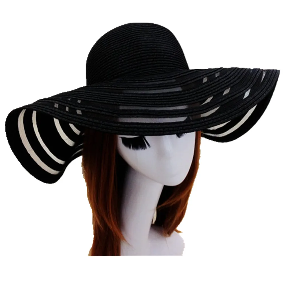 أحدث شبكة شعرت القش الشاطئ قبعة الشمس للطي الصيف قبعات للنساء 4 ألوان شحن مجاني