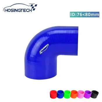 

HOSINGTECH- high quality 80 to 76mm (3.15"-3") blue 90 degree reducer turbo hose