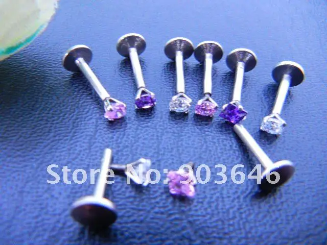 Бесплатная пересылка lot20pcs 16 г Украшения для тела Средства ухода за кожей пирсинг-16 г CZ сияющий блеск губная кольцо уха Helix бар губ пирсинг