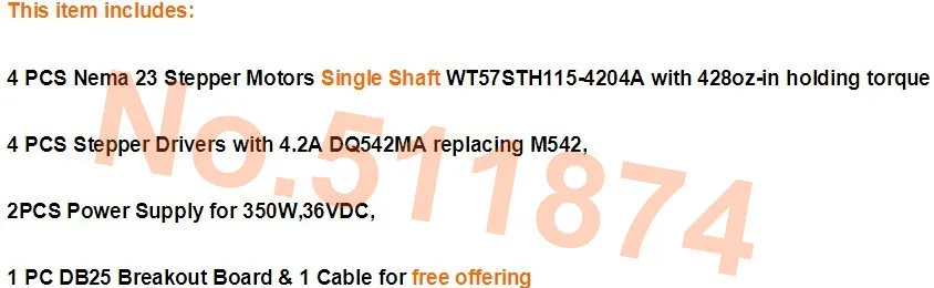 США бесплатно! Wantai 4 Ось Nema23 Шаговые двигатели wt57sth115-4204a 428oz-in + драйвера DQ542MA 4.2a коммерческой печати машина Робот
