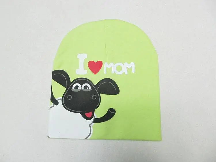 Caratala/хлопковая детская шапка с надписью «I love MOM Love DAD» для детей от 0 до 2 лет, шапка для девочек и мальчиков ярких цветов, милые детские шапочки, аксессуары - Цвет: Green  MOM