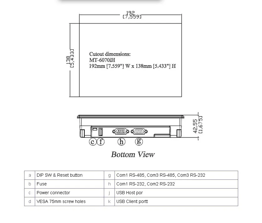 MT6070iH 7 дюймов HMI(интерфейс человек-машина) EasyView 800x480 32 бит RISC Процессор 400 МГц