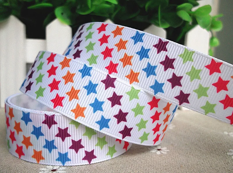 2013 Новое поступление 7/8 ''22 мм красочные звезды напечатанные grosgrain ленты Подарочный пакет DIY аксессуары для бантов 10 ярдов