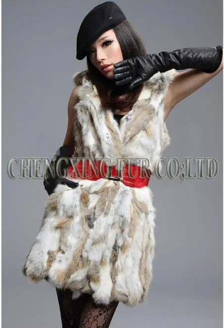 CX-G-B-102 Новая модная женская жилетка из кроличьего меха с капюшоном Тонкая зимняя теплая безрукавка жилет модная женская