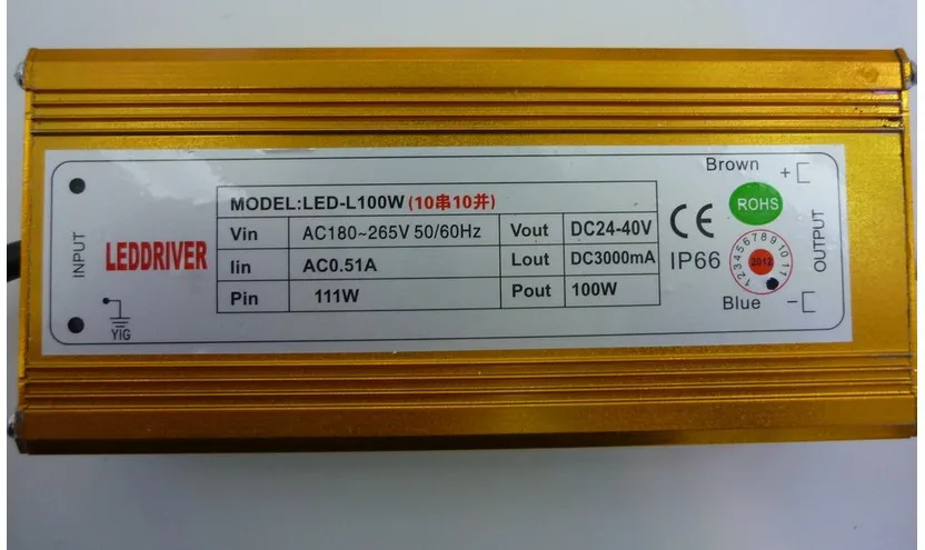 Наивысшее качество 3000mA постоянный ток источник тока со светодиодами 100 W(Вход AC180V-265V/Выход DC24V-40V
