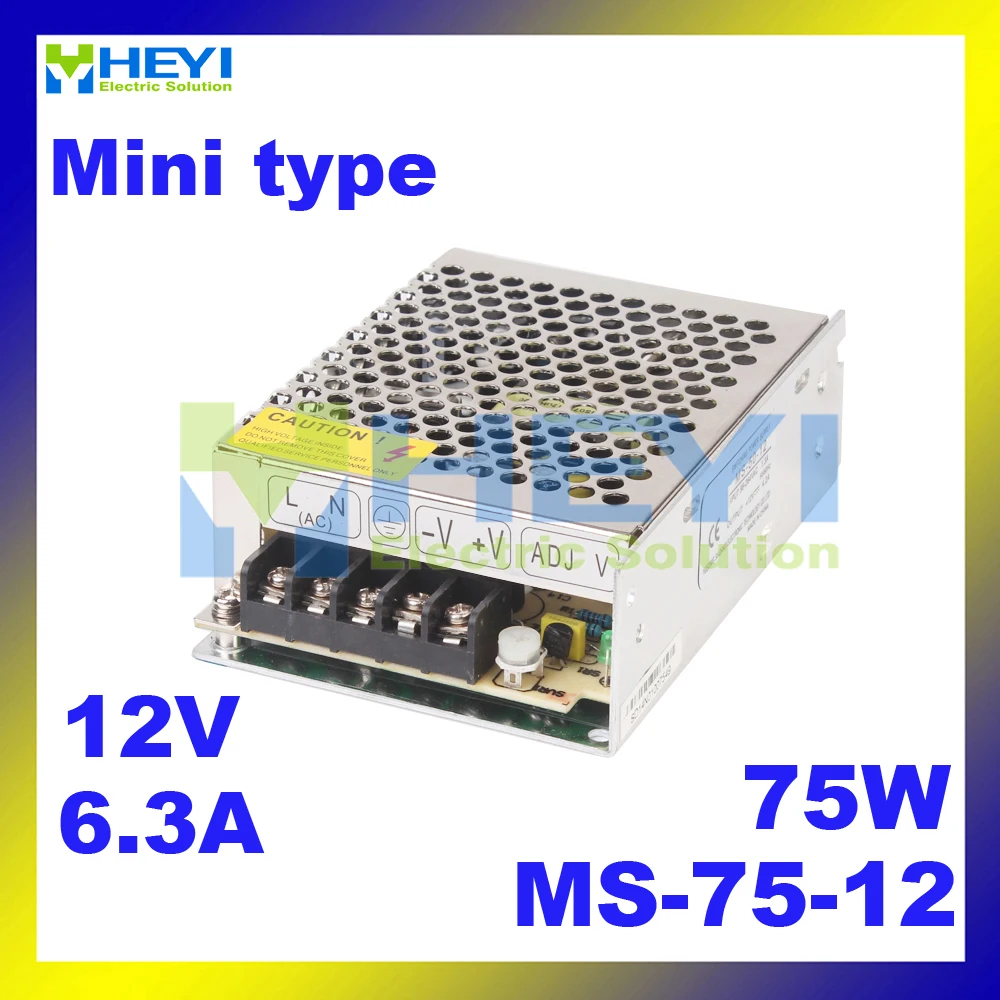 

mini size power supply with Short Circuit Protection MS-75-12 output 12VDC 6.3A mini LED drive power supply