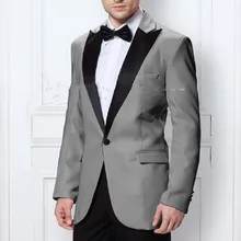 Черный Пик нагрудные Бизнес смокинг Для мужчин Костюмы Блейзер Нарядные Костюмы для свадьбы для Для мужчин женихов Для мужчин костюм серый смокинг для жениха