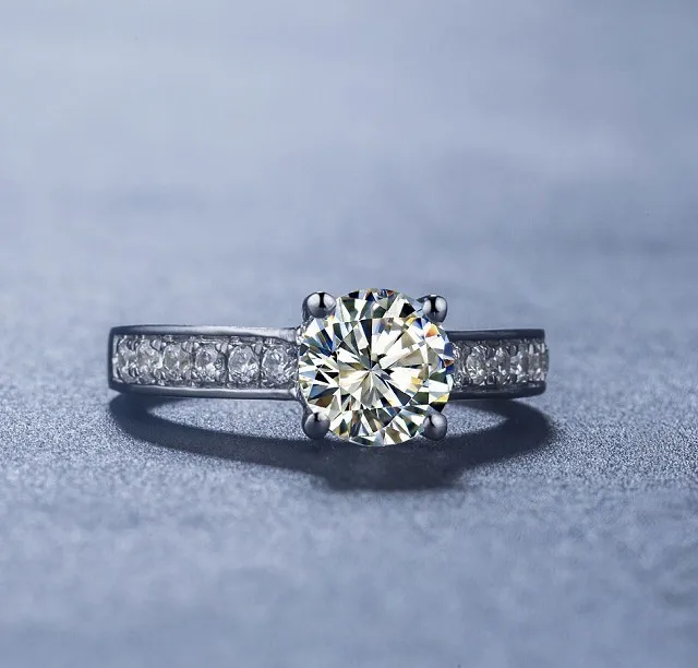 Подлинное 1Ct Charles& Colvard Moissanite бриллиантовое кольцо женское однотонное Белое золото свадебное обручальное кольцо потрясающее для нее