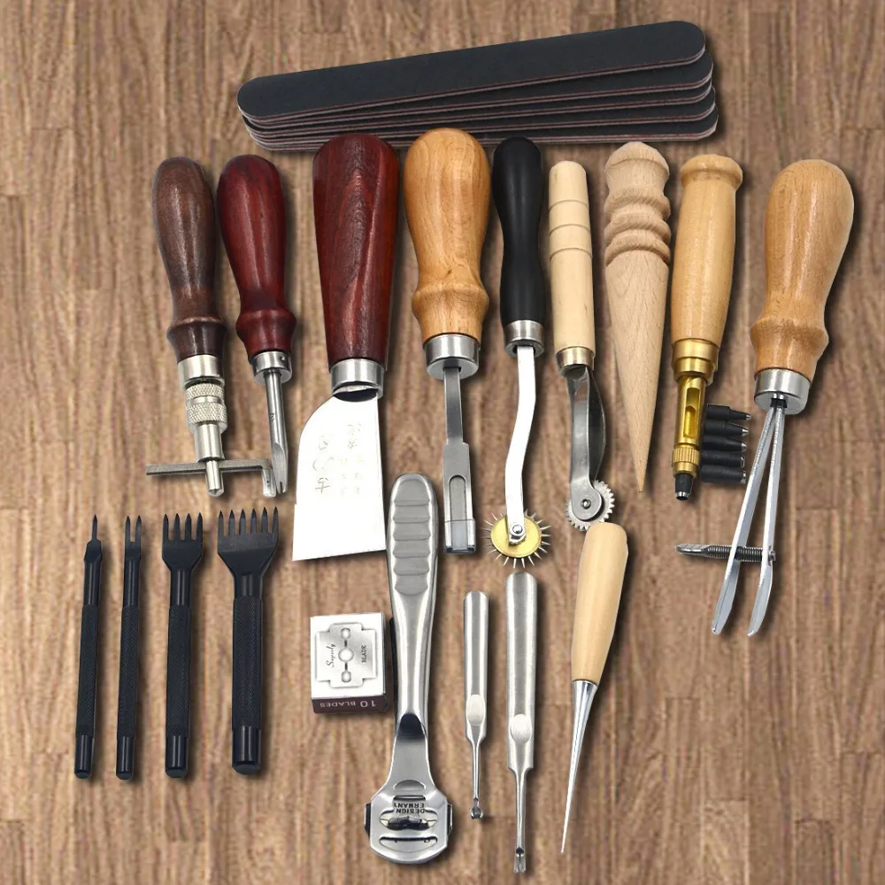 18pcs Craft DIY Handmade Tools Punch Edger Trench Device Belt Puncher