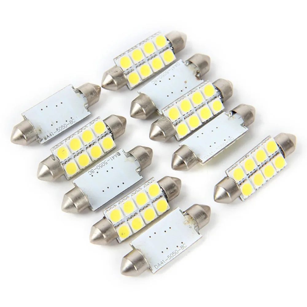 100 шт. 42 мм 5050 8SMD Белый Micro USB общего автомобиля гирлянда для салона купольный светодиодный лампы DC12V