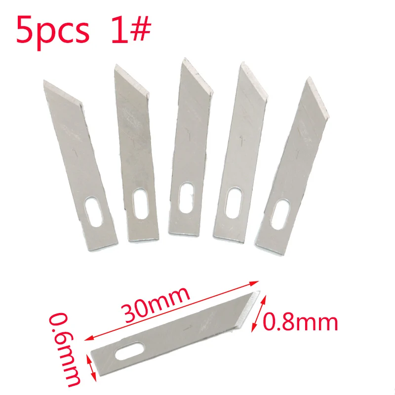 5pcs Silver Прецизионный нож для хобби, лезвия из нержавеющей стали для рукоделия, ремонт печатных плат, кожаные пленки, инструменты, ручка, многоцелевая бритва, сделай сам - Цвет: 5pcs Silver