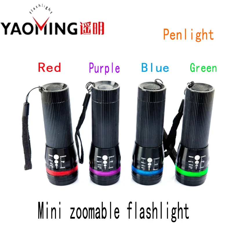 

Mini cree led flashlight CREE Q5 1000 lumens 3 modes focus adjustable bicycle light by 3*AAA penlight