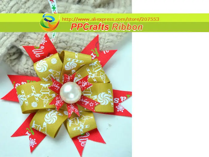7/"(22 мм) напечатанная лента на день Рождества DIY ремесло Grosgrain рулон ленты