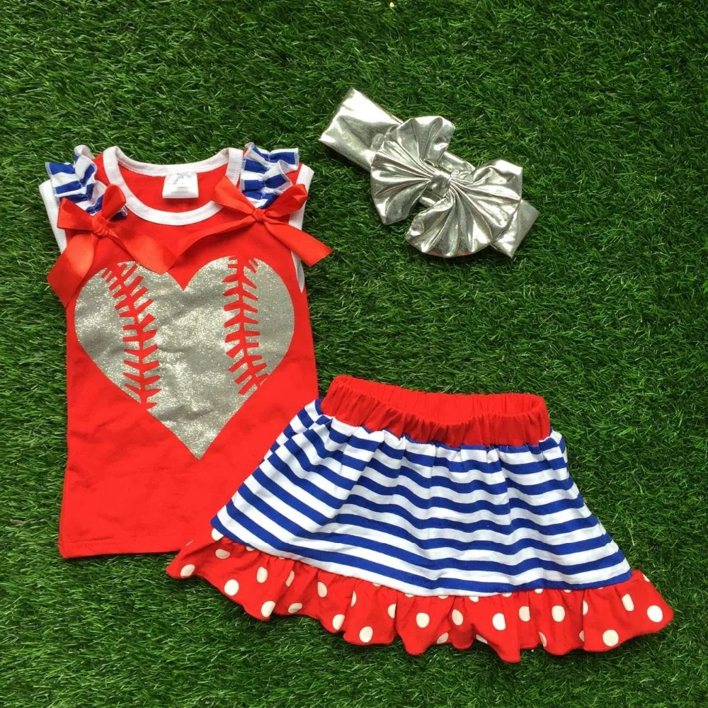 Buy 2016 new baby baseball clothes red heart top Girls