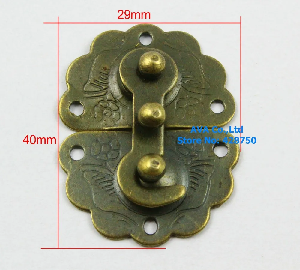 Античная Латунь шкатулка защелка запор с щеколдой 29x40 мм с винтами