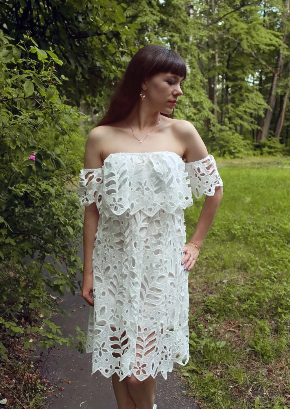 Simplee Apparel Elegant off shoulder girl white lace dress Women sexy high waist evening party summer dress 2016 casual vestidos