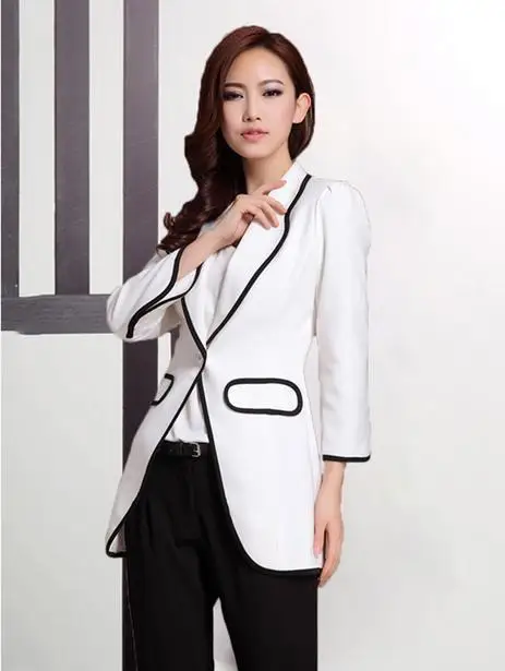 Женский блейзер приталенные куртки Белый Черный Брендовое пальто плюс размер