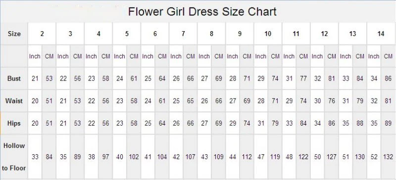 Girls Size Chart Us