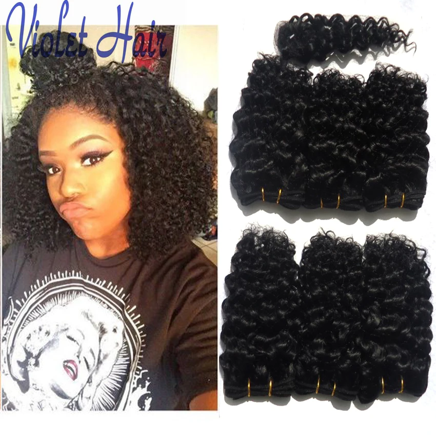 ... kinky Curly Natural Black 8 Inch Curly Weave Human Hair Crochet Braid