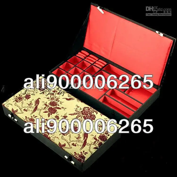 Boutique Multi-purpose Jewellery Box Silk Printed Multiple Ring Storage Box Pendant Boxes Necklace Gift Boxes Wholesale 1pcs mix color Free