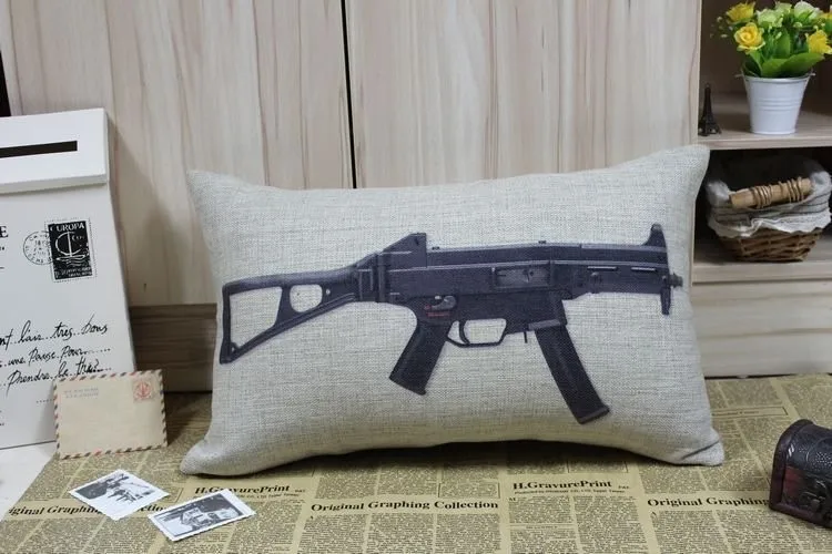 Пистолет Подушка, ретро Винтаж мир пистолет подушки, хлопок белье Подушка Home Decor диванную подушку