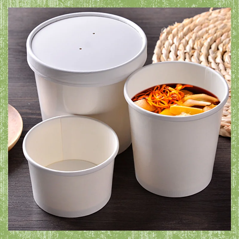 White double PE bucket /disposable takeaway soup /ice cream paper cups