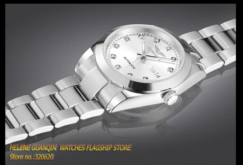 Автоматические часы мужские роскошные GUANQIN водонепроницаемый Алмазный Сапфир Мужские золотые часы мужские часы Лидирующий бренд 12 месяцев гарантировано