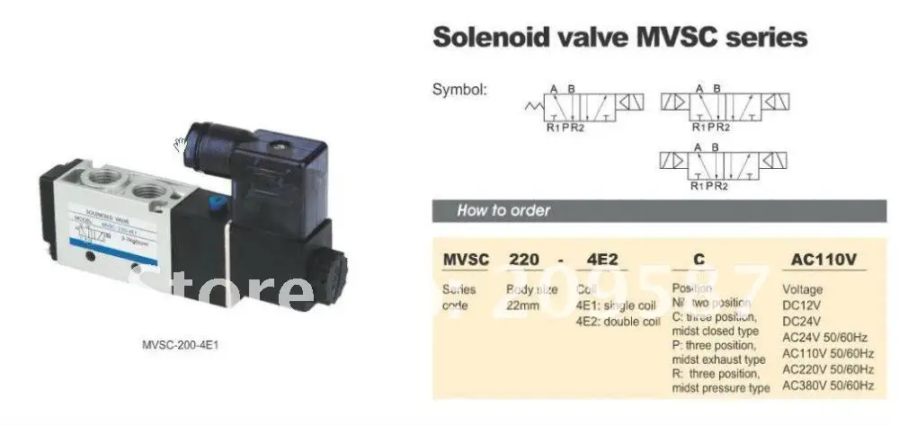 1x MVSC220-4E2 24 V DC 5 порт 2Pos 1/4 "BSP электромагнитный воздушный клапан с двойной катушкой Led